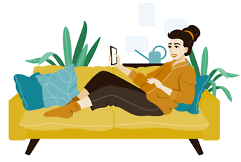 Illustration of a woman laying on a sofa
