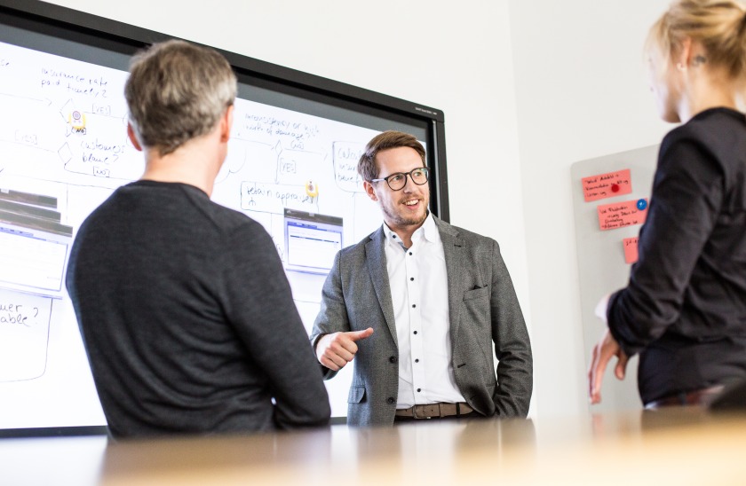 Employees during a presentation