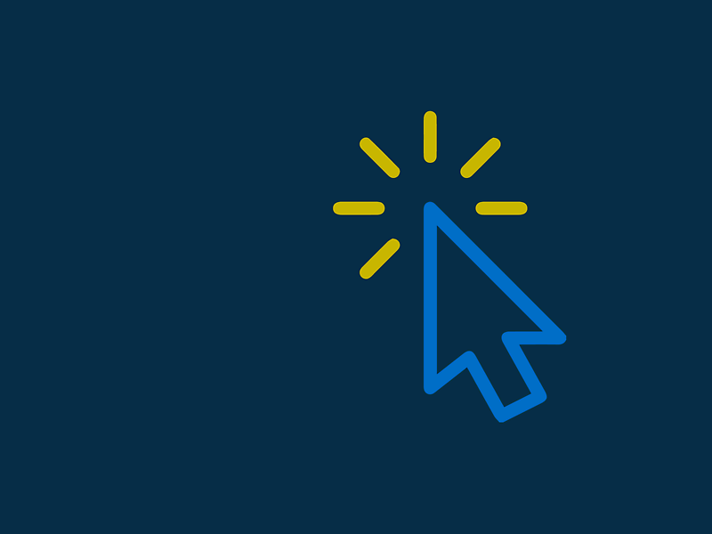 Illustration: Mouse arrow with click symbol on blue background